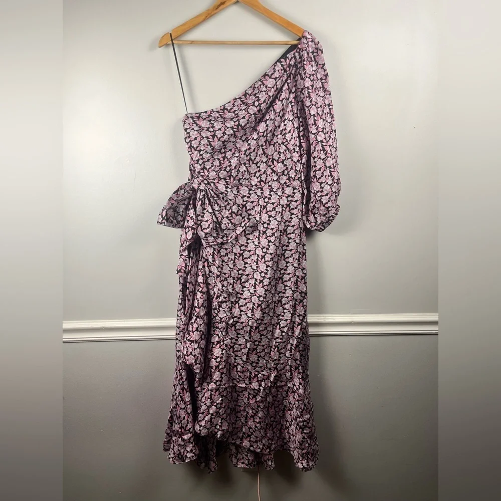 J. Crew Collection limited-edition one-shoulder ruffle hem dress glory floral 8